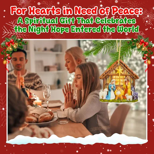 Miniatura 2 de TEEZWONDER Regalos navideños cristianos para mujeres y hombres - O Holy Night Adornos navideños de natividad en porcelana 3D 2025 - Regalos
