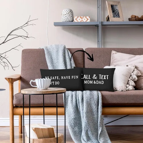 Miniatura 3 de Mingnei Funda de almohada con texto en inglés "Call Your Mom", divertida funda de almohada reversible decorativa de 12 x 20 pulgadas, regalos