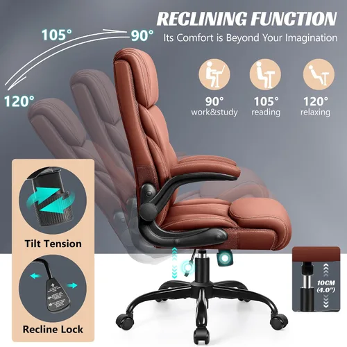Miniatura 5 de HeroSet Silla de oficina, ergonómicas grandes y altas sillas de escritorio para computadora, silla ejecutiva de cuero transpirable con reposabrazos