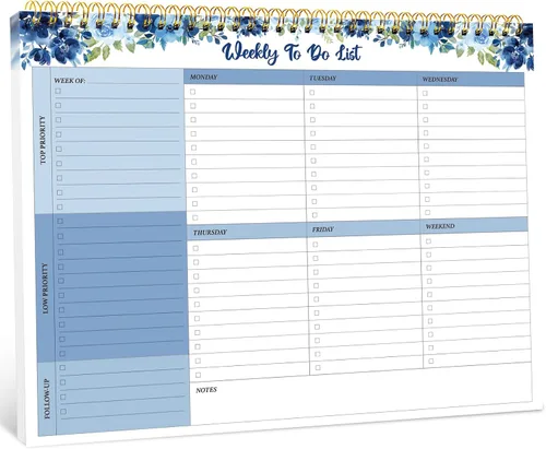 Miniatura 19 de Taja Bloc de notas semanal con 52 hojas sin fecha (8.5 x 11 pulgadas), planificador semanal de escritorio para mujeres y hombres, trabajo y hogar