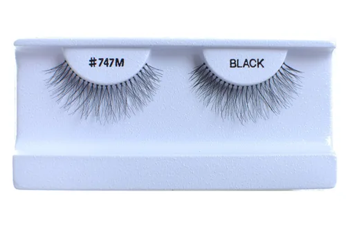 Miniatura 6 de 100 pares de pestañas postizas 100% cabello humano negro natural #747S Negro-747S