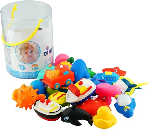 Miniatura 3 de Dimple Juego de 20 juguetes de baño flotantes, animales marinos, juguetes para niños y niñas, varios amigos de animales marinos, aprieta
