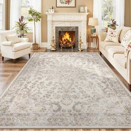 Miniatura 31 de Wonnitar Alfombras rosas para dormitorio, niñas, guardería, alfombra lavable con estampado floral de 5 x 7 pies, bohemio, ultrafina, antideslizante