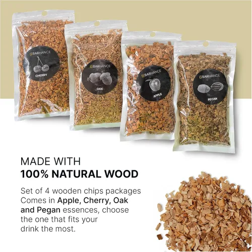Miniatura 4 de Virutas de madera para ahumar cócteles – Roble, Pecana, Cereza, Virutas de madera de manzana para ahumar cóctel – Chips de ahumar para whisky