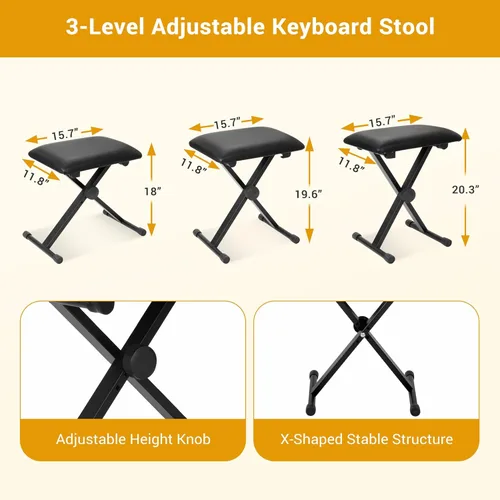 Miniatura 5 de ZENY Piano de teclado eléctrico portátil de 61 teclas con altavoces integrados, pantalla LED, auriculares, micrófono, soporte para piano, soporte