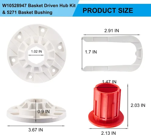 Miniatura 2 de Kit de cubo accionado por cesta de arandela W10528947 W10396887 y buje de cesta de arandela 52719 Asamblea reemplaza W10528947VP AP5665171 2684908