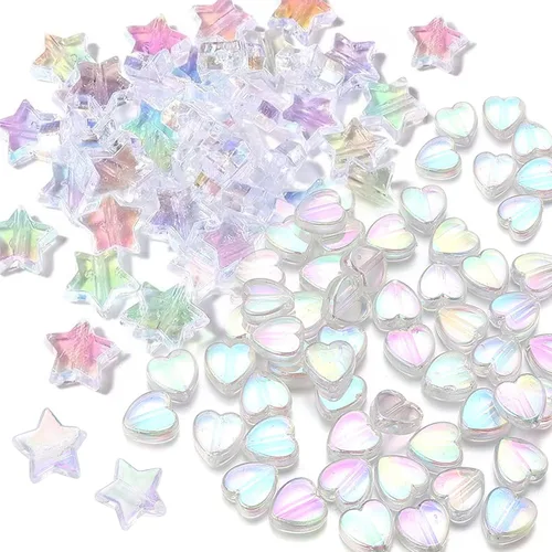 400 cuentas de corazón de acrílico AB para hacer joyas, bonitas cuentas para collares, cuentas espaciadoras estéticas únicas, abalorios a granel,
