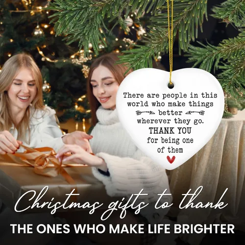 Miniatura 2 de TEEZWONDER Regalos de Navidad de Agradecimiento para Mujeres - Adornos Navideños de Cerámica 2025 con Tarjeta para Decoraciones del Árbol - Regalos