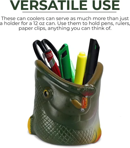 Miniatura 5 de Funda para latas con doble pared aislante, diseño de pescado, 12 oz