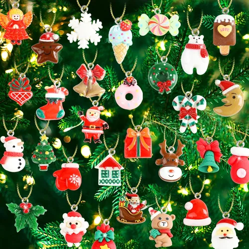42 piezas de mini adornos de Navidad, árbol de Navidad de resina en miniatura para decoración de mini árbol de Navidad, juego de adornos decorativos
