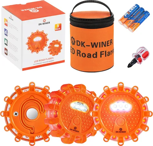 Kit de bengalas LED de carretera de emergencia para automóvil, kit de bengalas de carretera de emergencia con base magnética para vehículos y barcos