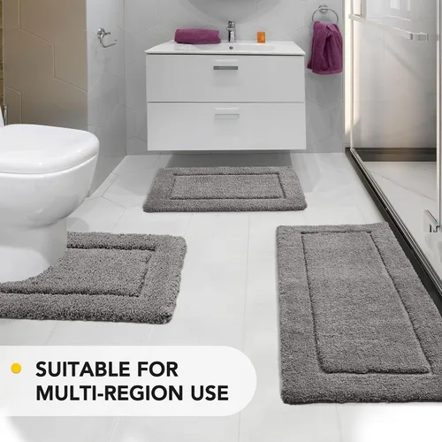 Miniatura 7 de Deconovo Alfombra de baño antideslizante, ultrasuave, de secado rápido, súper absorbente, lavable a máquina, alfombra de felpa prémium para baño