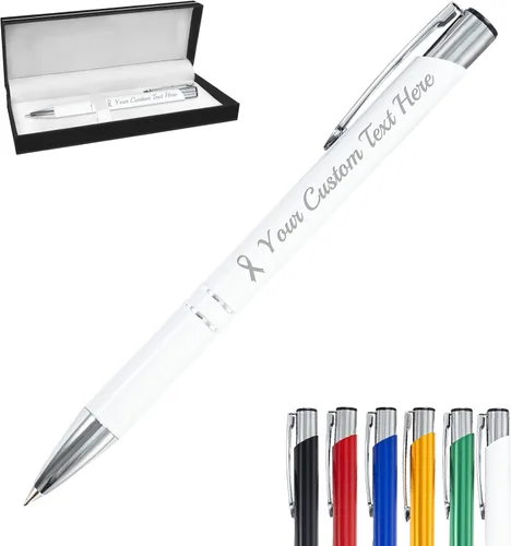 Miniatura 26 de Bolígrafo personalizado, 1 unidad, bolígrafo personalizado con logotipo de mensaje de nombre comercial grabado, tapa de clic de tinta negra, regalo