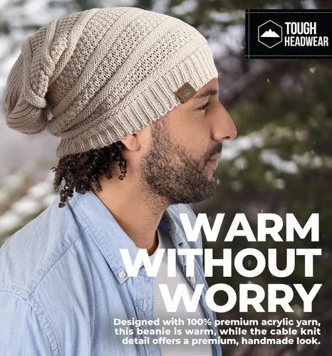 Miniatura 34 de Slouchy Cable tejido Gorro de lana por Tough Headwear – Gorro de lana de gran tamaño Sombreros Gorros Graves Sombreros Para Hombres y Mujeres