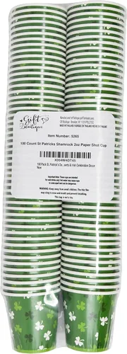 Miniatura 8 de Gift Boutique Paquete de 100 vasos de papel de trébol del día de San Patricio de 2 onzas, mini tazas de trébol verde para fiestas, postres