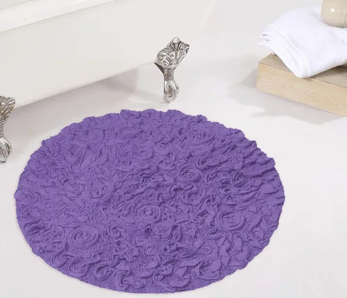 Miniatura 107 de Home Weavers Bell Flower Collection - Tapetes de baño copetudos 100 % algodón, extrasuaves y absorbentes, antideslizantes, lavables a máquina, lino