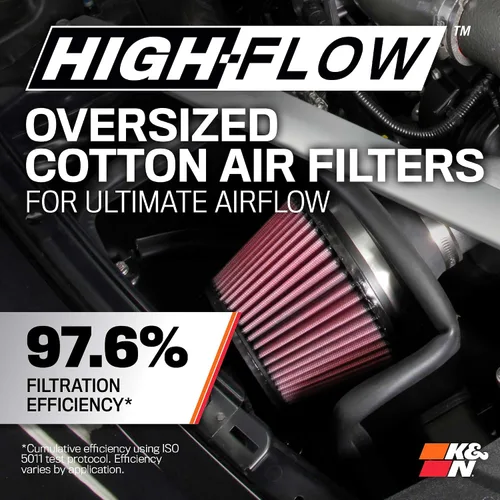 Miniatura 4 de K&N Sistema de admisión de aire frío: filtro de aire de alto flujo, aumenta el rendimiento y aceleración: compatible con Genesis/Kia G70 2018-2025
