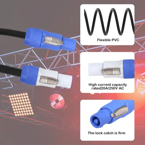 Miniatura 5 de Cable de alimentación PowerCon de 3 pines, entrada a salida, cable de extensión de alimentación de 12 AWG, se adapta a luz de escenario, haz