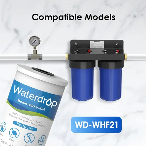 Miniatura 5 de Waterdrop FXHTC - Filtro de agua de carbono para toda la casa, repuesto para GE® FXHTC, GXWH40L, GXWH35F, Culligan® RFC-BBSA, American Plumber