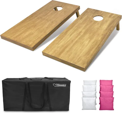 Miniatura 79 de GoSports 4 ft x 2 ft Regulation Size Wooden Cornhole Boards Set with Light Brown Finish - Includes Carrying Case and Bean Bags Negro- gris