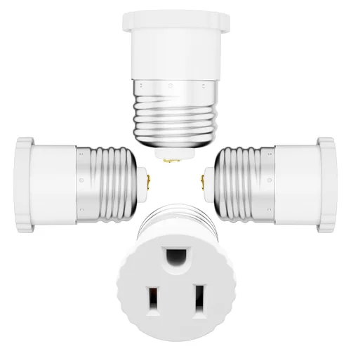 Miniatura 13 de Paquete de 8, Adaptador de Enchufe de Luz a Enchufe, Convierte el Enchufe de Bombilla en Adaptador de Salida (Blanco).
