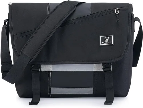 Miniatura 10 de OIWAS Bolsa tipo mensajero para hombre, 14 pulgadas, bolsa cruzada para computadora portátil, bolsa de hombro, bolsa de hombro para universidad