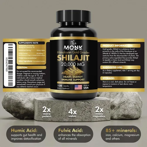 Miniatura 4 de Shilajit orgánico con ácido fúlvico, ácido húmico, más de 85 minerales - Grado Oro Plus - Igual que la resina - Energía, resistencia, apoyo cerebral