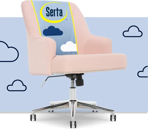 Miniatura 16 de Silla de oficina moderna Serta Scarlett, silla de escritorio de respaldo medio plisado y curvo, cojín de asiento de bolsillo de resorte en espiral