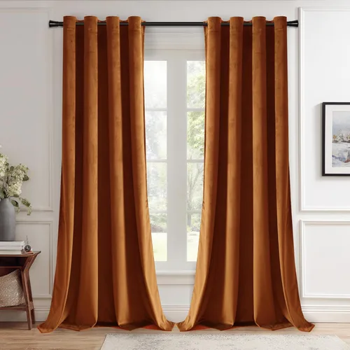 Miniatura 16 de JIUZHEN - Cortinas de terciopelo gris de 63 pulgadas opacas para sala de estar - Cortinas gruesas de terciopelo con ojales para ventana