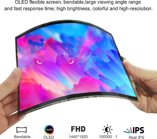 Miniatura 2 de wisecoco Pantalla flexible de 7.8 pulgadas curvada pantalla flexible FHD 1440 * 1920 AMOLED pantalla con tablero de controlador HDMI, monitor OLED
