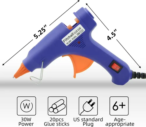 Miniatura 6 de Pistolas de pegamento caliente con 20 barras de pegamento, mini kit de pistola de pegamento termofusible para manualidades, pistola de pegamento Azul