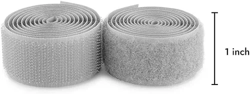 Cinta de velcro para coser de 1 pulgada de ancho, color gris claro, no adhesiva, 1 yarda de longitud, cinta de nailon gris, juego de sujetadores de