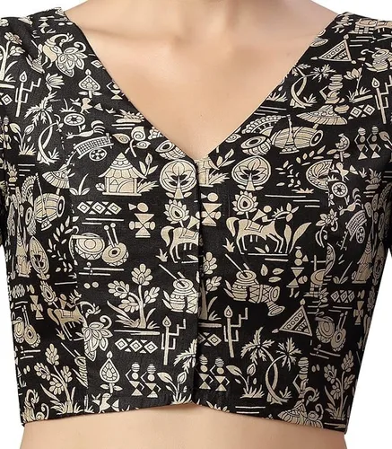 Miniatura 4 de Blusa de algodón puro con estampado Sari Ajrak de aspecto fresco, confeccionada para mujer