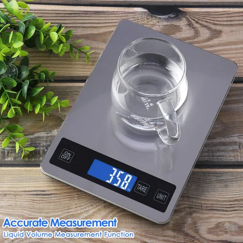 Miniatura 8 de Báscula digital de cocina recargable de 22 libras / 22.0 lbs con división de 0.04 onzas/0.04 oz, sensor táctil, pantalla LCD retroiluminada, báscula