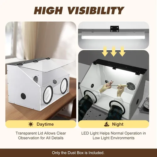 Miniatura 4 de 2 agujeros totalmente cerrados mesa de molienda eléctrica pulidora caja de polvo cubierta de acrílico caja de polvo con luz LED y ventilador