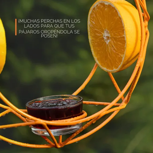 Miniatura 4 de MEKKAPRO Sun Baltimore - Comedero para oropéndolas para exteriores, comedero de metal para gelatina y naranja, diseño único de sol y comedero