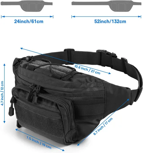 Miniatura 3 de FRTKK - Riñonera táctica militar con parche de la bandera de EE. UU., bolsa de cintura de utilidad con correa ajustable para actividades al aire