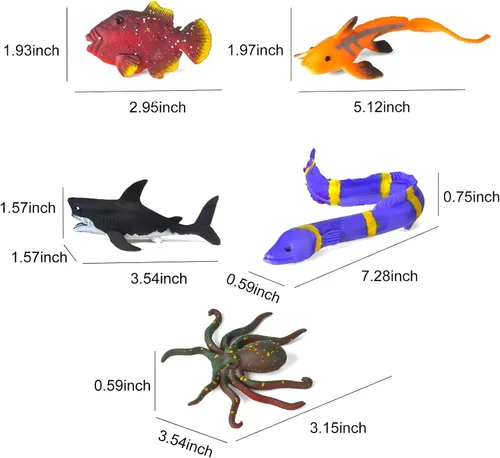 Miniatura 6 de Paquete de 12 juguetes de baño que cambian de color con animales marinos, figuras de animales oceánicos que cambian de color, juguetes de baño sin