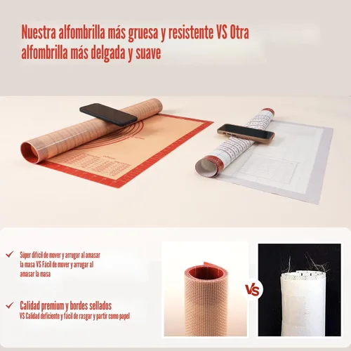 Miniatura 3 de Tapete de Silicona Antideslizante para Pastelería Extra Grande con Medidas de 28'' por 20'' para Tapete de Horneado de Silicona, Mostrador