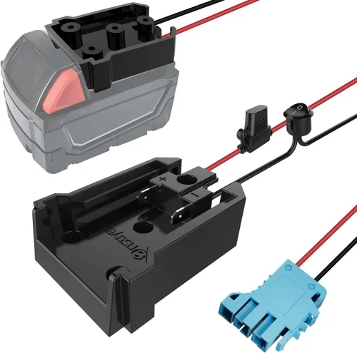 Miniatura 9 de Convertidor de corriente CC y adaptador de rueda de alimentación con fusible e interruptor para batería Milwaukee de 18 V, CC reductor de 18 V a 12