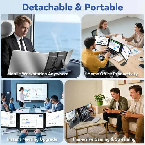 Miniatura 7 de domyfan Extensor de pantalla para laptop de 15.6 pulgadas, triple monitor portátil con pantalla IPS FHD 1080P ultrafina para laptop de 13-17