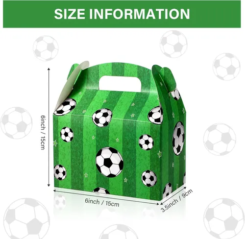 Miniatura 2 de Outus Paquete de 16 cajas de golosinas de fútbol, bolsas de dulces de fútbol, bolsas de regalo de fiesta de cumpleaños, cajas de papel para galletas