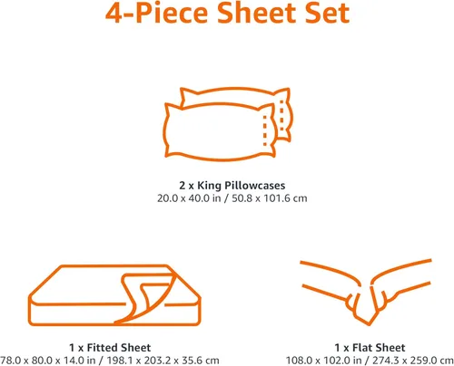 Miniatura 6 de Amazon Basics Cotton Jersey - Juego de sábanas de 4 piezas, tamaño King, color azul cambray, sólido Chambray