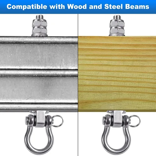 Miniatura 4 de 2 perchas de columpio resistentes con rodamientos, accesorios de columpio de acero inoxidable para vigas de madera y metal, ganchos para colgar
