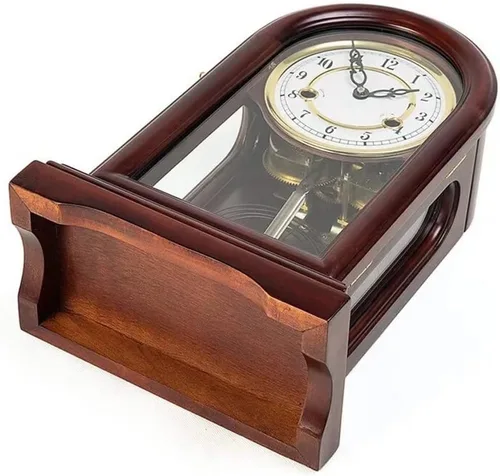 Miniatura 5 de SMZ Reloj de repisa puerta frontal de vidrio y latón acabado péndulo reloj de escritorio reloj de escritorio mecánico manual cuerda decoración