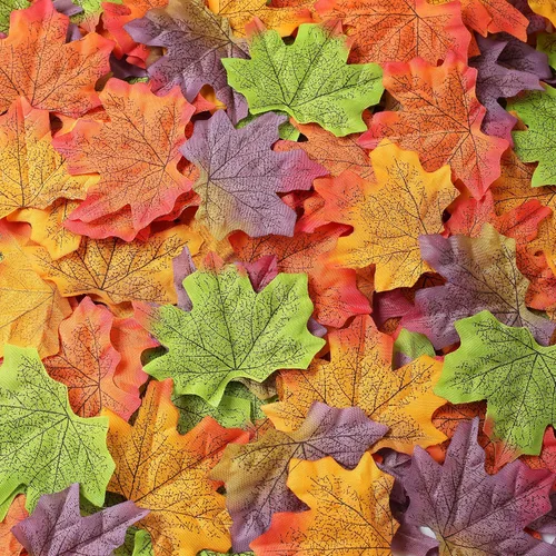 Miniatura 10 de SITUMEIZI 300 piezas de decoración de otoño para el hogar, hojas falsas de otoño, hojas de arce artificiales, 3.15 pulgadas, decoración de otoño 6
