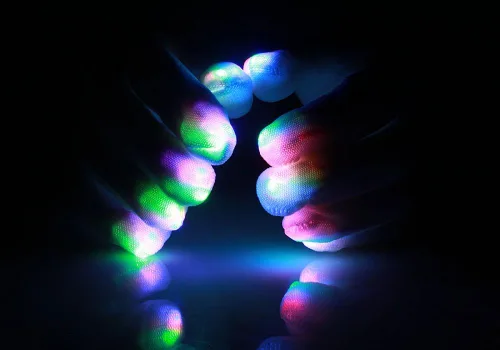 Miniatura 5 de Flashing Panda Guantes LED Raver, 6 modos, RGB Multicolor, Blanco, Blanco