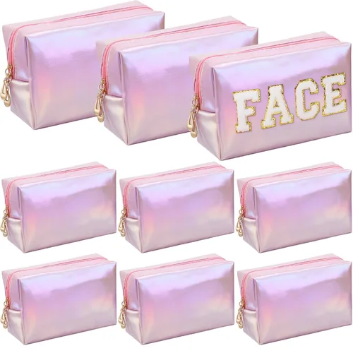 Miniatura 8 de Sanwuta 9 bolsas de maquillaje a granel de poliuretano con doble cremallera, bolsa de cosméticos, artículos de tocador de maquillaje, bolsa pequeña