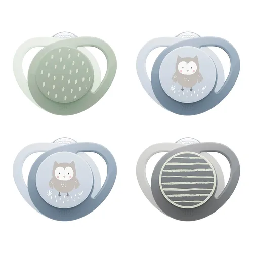 NUK Chupete de ortodoncia que brilla en la oscuridad con escudo en forma de corazón, sin BPA, se adapta a 0-6 meses, paquete de 4 unidades