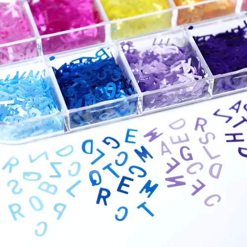 Miniatura 5 de Accesorios de relleno de resina, letras inglesas, lentejuelas con purpurina, rellenos de moldes epoxi para arte de uñas y fabricación de joyas